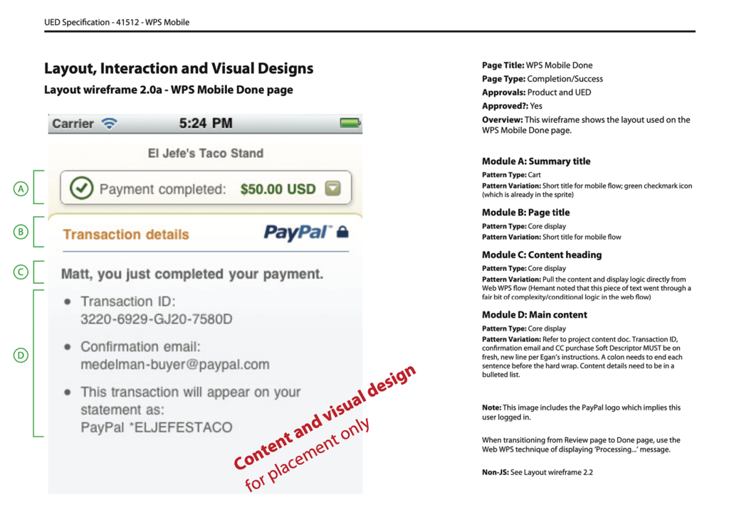 PayPal Mobile Checkout Design spec