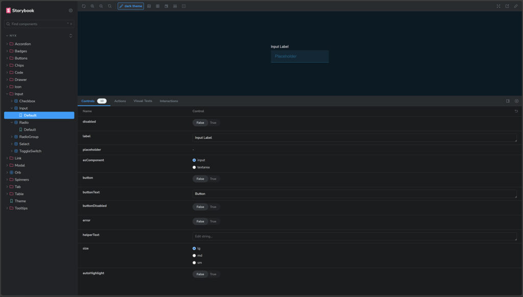 Input field with label (Dark) - Storybook