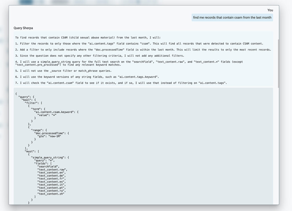 Example of an LLM query with prompt handrails.