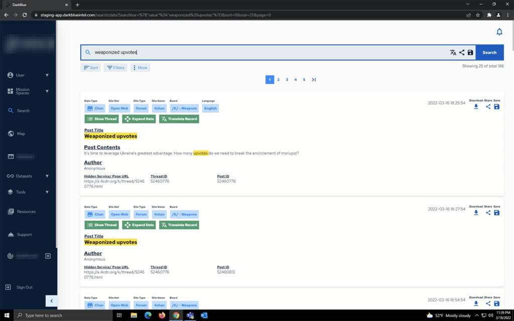 Search card results - pre-transformation